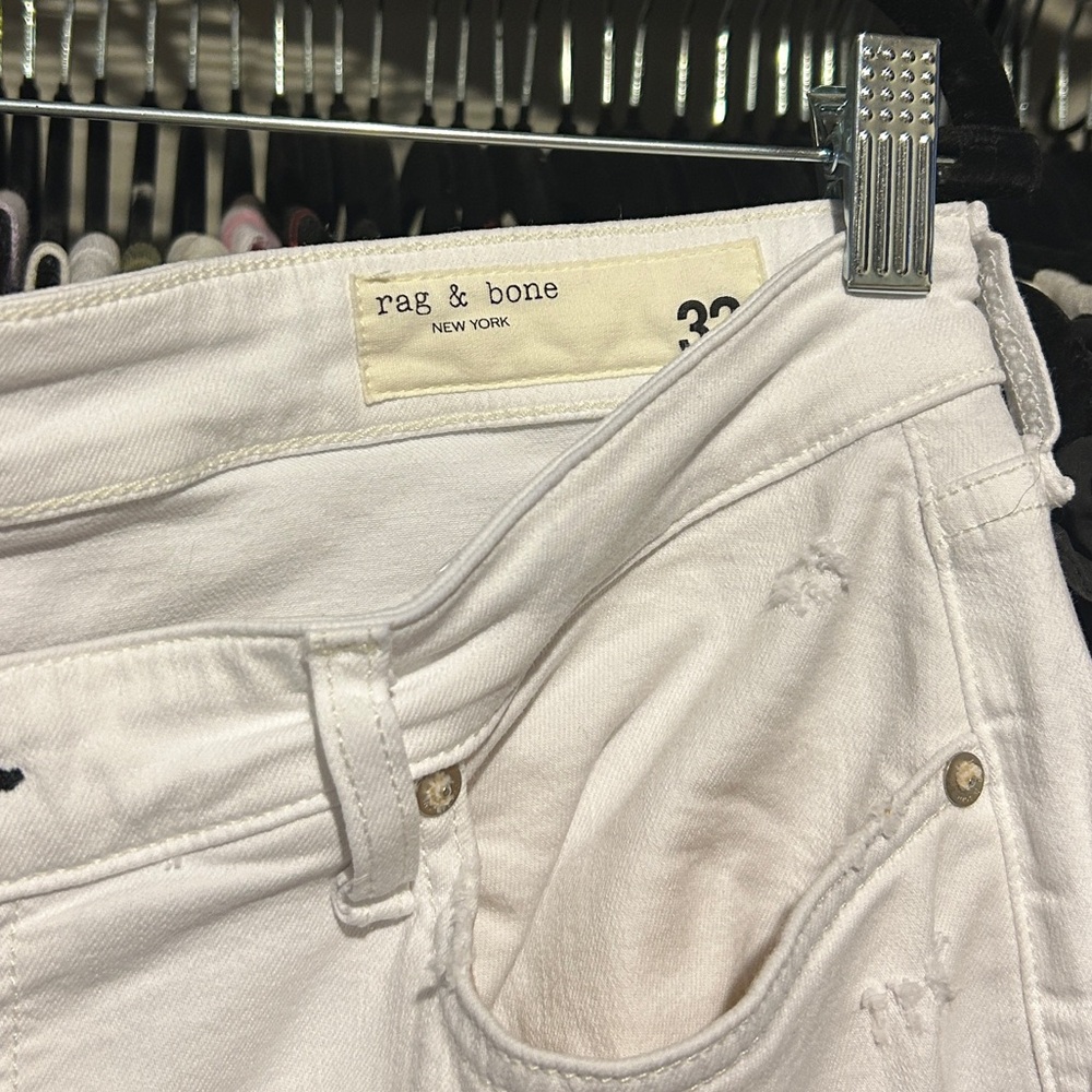 Rag and Bone Dre Low Rise White Boyfriend Jeans - Picture 6 of 8